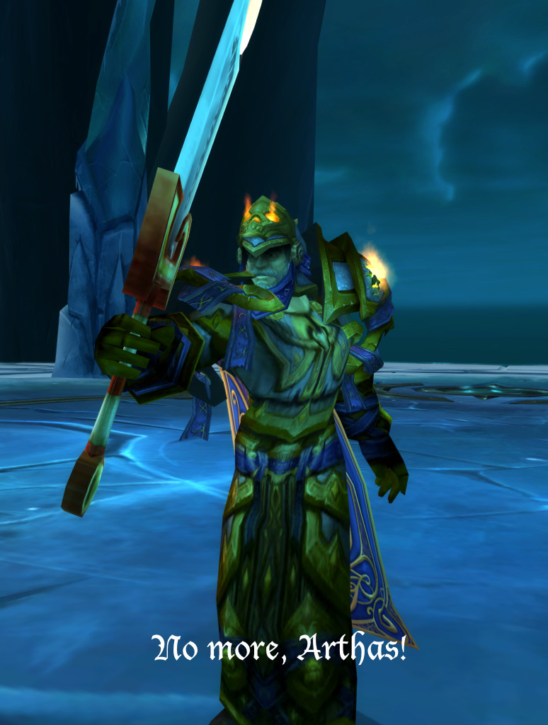 Highlord Tirion Fordring yells: No more, Arthas!